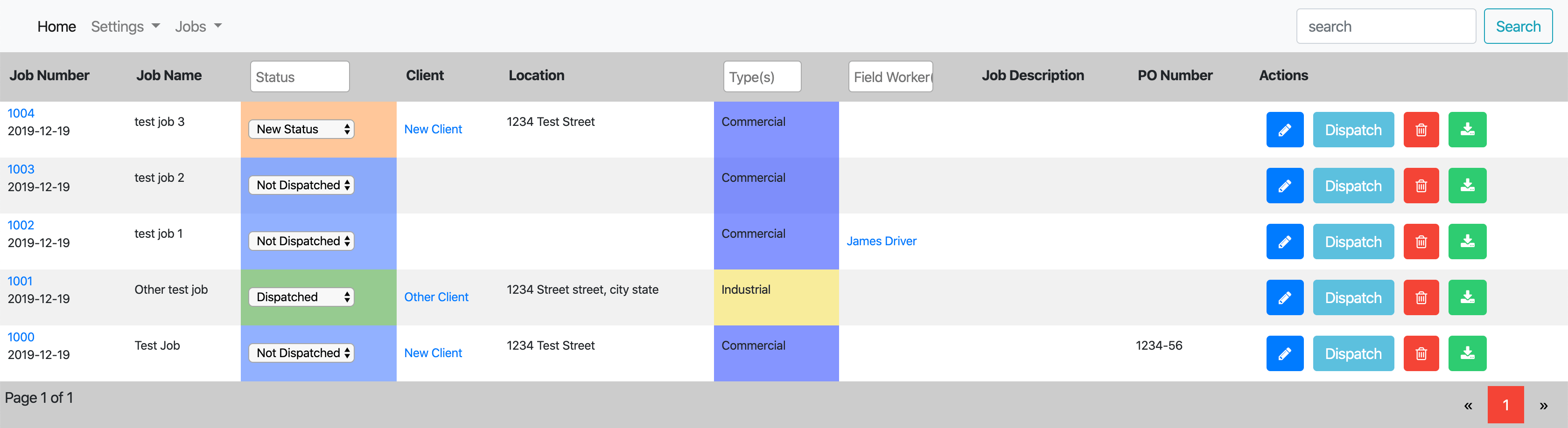 job sheet example